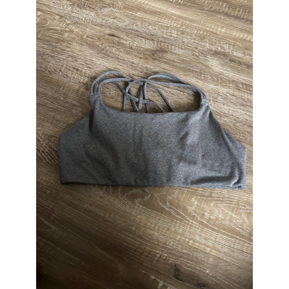 ATHLETA Light Gray Hyper Focused Strappy Back Workout Sports Bra Size XL